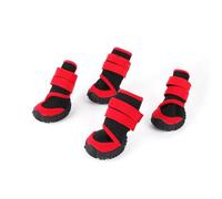 Blue Dream Island All-Season Dog Shoes,High-Top Slightly Waterproof Dog Boots Non-Slip TPR Sole Pet Paw Protectors Cover Indoor Outdoor Prevents Ankle Sprains Chafing Walking Footwear_L(Red)