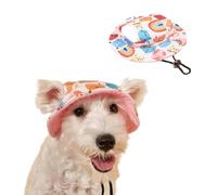 Blue Dream Island Dog & Cat Small Breed Summer Hat, Round Brim with Ear Holes & Chin Strap, Polyester, S, M, L, Animals, Cartoon, Accessory, Hat, Casual, Outdoor, Machine Washable