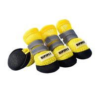 Blue Dream Island Dog Mesh Shoes,Spring Summer Pet Paw Protector Cover Adjustable Reflective Dog Anti-Dirty Walking Booties for Puppy Small Medium Dogs_3#(Yellow)