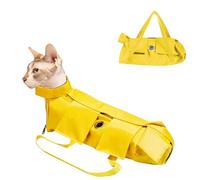Blue Dream Island Foldable Pet Supply Cat Grooming Bag,Cat Restraint Bag Anti Scratch Bite Pet Fixed Bag for Claw Care,Nail Trimming,Administering Eye Drops, Ear Cleaner_M(Yellow)