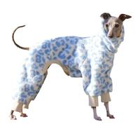 Blue Dream Island Greyhound High-Neck Leopard Warm Jumpsuit_Blue_L | Italian Greyhound 4-Legs Pajamas,Whippet Cold Weather Onesie Coat Dog Anti-Licking Anti-Hair Clothing for Indoor Outdoor Wear