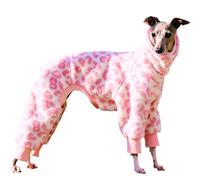 Blue Dream Island Greyhound High-Neck Leopard Warm Jumpsuit_Pink_S | Italian Greyhound 4-Legs Pajamas,Whippet Cold Weather Onesie Coat Dog Anti-Licking Anti-Hair Clothing for Indoor Outdoor Wear