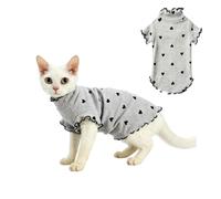 Blue Dream Island Hairless Cat Vest,Pet Heart Shirt Jumper_S(Grey)