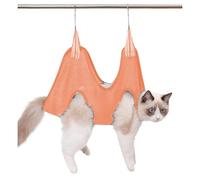 Blue Dream Island Pet Grooming Hammock Bag,Cat/Puppy/Small Dog Grooming Harness Pet Hammock Restraint Bag for Bathing Nail Trimming Ear Eye Claw Care_S(Orange)