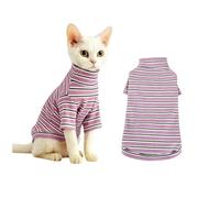 Blue Dream Island Pet Striped Shirt,Cat Puppy Elastic Pullover_S(Purple)