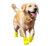 Blue Dream Island Silicone Dog Rain Boots,Waterproof Anti-Slip Outdoor Dog Paw Protectors Adjustable Dogs Shoes for Muddy Path Foot Cover_2XL(Yellow)