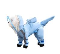 Blue Dream Island Small Dog Raincoat, Full Coverage Tail Protect Feet Cover, Cute Dog Poncho Jacket Coat for Puppy, L(Blue)