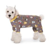 Blue Dream Island Small Dog Recovery Suit, Dog 4-Legged Onesie Anti-Lick Wound Protective Jumpsuit for Post-Surgery Care, Cute Puppy Pajamas Anti Hair Clothing with Crotchable Crotch_3XL(Brown)