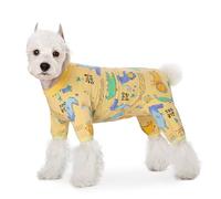 Blue Dream Island Small Dog Recovery Suit, Dog 4-Legged Onesie Anti-Lick Wound Protective Jumpsuit for Post-Surgery Care, Cute Puppy Pajamas Anti Hair Clothing with Crotchable Crotch_3XL(Yellow)