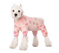 Blue Dream Island Small Dog Recovery Suit, Dog 4-Legged Onesie Anti-Lick Wound Protective Jumpsuit for Post-Surgery Care, Cute Puppy Pajamas Anti Hair Clothing with Crotchable Crotch_M(Pink)