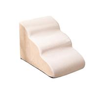 Blue Dream Island Wave-Shaped Sponge Pet Stairs for Cats Small Dogs, Non-Slip Washable Cover Pet Auxiliary Extended Ramp, Elderly Injured Petite Short-Legged Pet Steps for Sofa Bed_3 Levels(Beige)