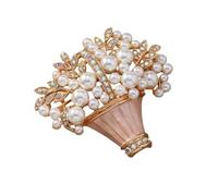 Blue Drip Oil Flower Basket Brooch With Secure Pin User Friendly Alloy Accessory For Dresses Hats Or Bags User Friendly Jewelry Brooch For Weddings