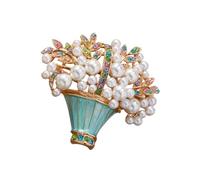 Blue Drip Oil Flower Basket Brooch With Secure Pin User Friendly Alloy Accessory For Dresses Hats Or Bags