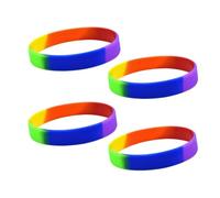 Blue Drop 4Pcs Rainbow Bracelets Silicone Rubber Pride LGBT Bracelets Lesbian Gay Wristbands Pride Day Jewelry for Women Men, IN, no gemstone
