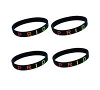 Blue Drop 4Pcs Rainbow Bracelets Silicone Rubber Pride LGBT Bracelets Lesbian Gay Wristbands Pride Day Jewelry for Women Men, IN, no gemstone