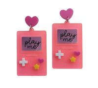 Blue Drop 80s Earrings Heart Cross Star Cartoon Game Console Dangle Drop Acrylic Earrings for Women Valentine's Day 80s 90s Vintage Party Jewelry, Zinc Acrylic, No Gemstone