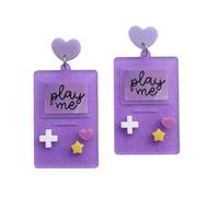 Blue Drop 80s Earrings Heart Cross Star Cartoon Game Console Dangle Drop Acrylic Earrings for Women Valentine's Day 80s 90s Vintage Party Jewelry, Zinc Acrylic, No Gemstone