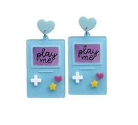 Blue Drop 80s Earrings Heart Cross Star Cartoon Game Console Dangle Drop Acrylic Earrings for Women Valentine's Day 80s 90s Vintage Party Jewelry, Zinc Acrylic, No Gemstone