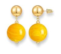 Blue Drop Boho Colorful Marbled Resin Ball Drop Earring for Women | Round Alloy Bead Dangle Earrings Glossy Swirl Pattern Sphere Fashion Jewelry
