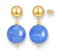 Blue Drop Boho Colorful Marbled Resin Ball Drop Earring for Women | Round Alloy Bead Dangle Earrings Glossy Swirl Pattern Sphere Fashion Jewelry