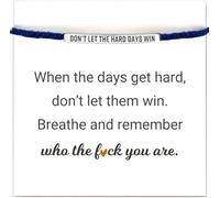 Blue Drop DONT LET THE HARD DAYS WIN Inspirational Bracelets for Women Men Adjustable Handmade Braided Bracelets Christian Faith Jewelry, IN, no gemstone