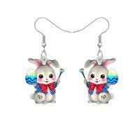 Blue Drop Easter Earrings Scarf Sunflower Colorful Egg Rabbit Drop Dangle Cute Acrylic Bunny Earrings for Women Happy Easter Holiday Jewelry, Zinc Acrylic, No Gemstone