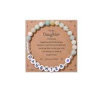 Blue Drop Gifts for Mom, Inspirational Gifts for Women, Natural Stone Letter Charm Healing Bracelet for Daughter Graduation Birthday Gifts New Mom Mother's Day Valentines Gifts for Her, One Size