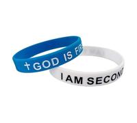 Blue Drop GOD IS FIRST Bracelet IM Second Christian Cross Silicone Rubber Wristbands Couple Bracelets Jesus Faith Jewelry for Women Men, One Size, Silicone, no gemstone