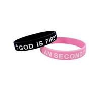 Blue Drop GOD IS FIRST Bracelet IM Second Christian Cross Silicone Rubber Wristbands Couple Bracelets Jesus Faith Jewelry for Women Men, One Size, Silicone, no gemstone