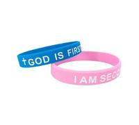Blue Drop GOD IS FIRST Bracelet IM Second Christian Cross Silicone Rubber Wristbands Couple Bracelets Jesus Faith Jewelry for Women Men, One Size, Silicone, no gemstone