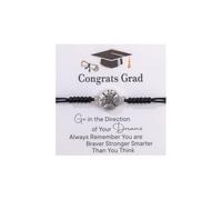 Blue Drop Graduation Bracelet Mortarboard Compass Braided Bracelet for Women Men High School College Graduate Jewelry Blessing Gift, IN, no gemstone