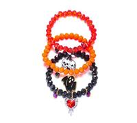 Blue Drop Halloween ghost skulls pumpkin pendant beaded bracelet for women | Layer Stackable Stretch Beaded Bracelets Gothic Dark Accessories