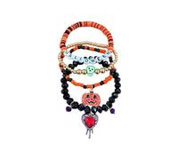 Blue Drop Halloween ghost skulls pumpkin pendant beaded bracelet for women | Layer Stackable Stretch Beaded Bracelets Gothic Dark Accessories