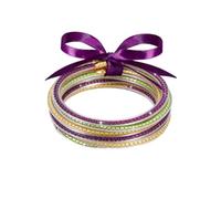 Blue Drop Mardi Gras Bracelets Purple Green Golden Mardi Gras Jelly Bangles Ribbon Bow Bracelet for Women Fat Tuesday Carnival Parade Mardi Gras Accessories, IN, no gemstone