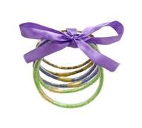 Blue Drop Mardi Gras Bracelets Purple Green Golden Mardi Gras Jelly Bangles Ribbon Bow Bracelet for Women Fat Tuesday Carnival Parade Mardi Gras Accessories, IN, no gemstone
