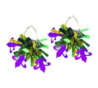 Blue Drop Mardi Gras Earrings for Women Colored Ribbon Tassel Mask Dangle Earrings Funny Carnival Drop Earrings Fat Tuesday Mardi Gras Carnival Theme Jewelry, Zinc, No Gemstone