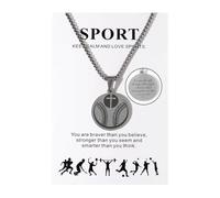 Blue Drop Sport Cross Necklace for Women Men Volleyball Basketball Hockey Baseball Soccer Rugby Pendant Necklace I Can Do All Things Jesus Necklace Bible Verse Christian Faith Religious Jewelry