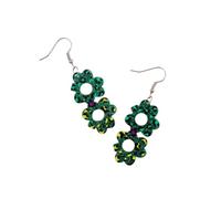 Blue Drop St. Patrick's Day Earrings for Women Glitter Green Flower Leopard Print Shamrock Clover Drop Dangle Earrings St. Patrick's Day Party Jewelry Accessories, Zinc Acrylic, No Gemstone