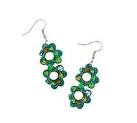 Blue Drop St. Patrick's Day Earrings for Women Glitter Green Flower Leopard Print Shamrock Clover Drop Dangle Earrings St. Patrick's Day Party Jewelry Accessories, Zinc Acrylic, No Gemstone