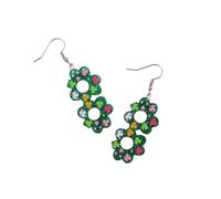 Blue Drop St. Patrick's Day Earrings for Women Glitter Green Flower Leopard Print Shamrock Clover Drop Dangle Earrings St. Patrick's Day Party Jewelry Accessories, Zinc Acrylic, No Gemstone