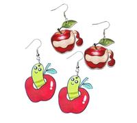 Blue Drop Teacher Earrings Pencil Apple Book Caterpillar Rainbow Bow Drop Dangle Fun Wooden Earrings Appreciation Day Gifts Graduation Back to School Jewelry for Teacher Student, Zinc Wood, No