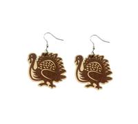 Blue Drop Thanksgiving Earrings for Women Wooden Drop Dangle Maple Leaf Pumpkin Turkey Chicken Earrings Fall Autumn Thanksgiving Party Jewelry, Zinc Wood, No Gemstone
