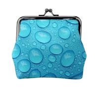 Blue Drop Water Pattern, PU Leather Coin Purse, Small Wallets, Change Pouch with Kiss Lock Clasp Buckle, Change Purse