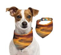 Blue Dusk Gold Sunset Dog Bandanas,Summer Bandanas for Dogs Washable Adjustable Dog Triangle Scarf Bibs Cute Pet Bibs for Medium Large Dogs Puppy and Cats Large