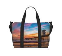 Blue Dusk Gold Sunset Print Gym Bag for Women, Weekender Overnight Bag,Personal Item Bag, Shoulder Bag for Women Men,One Size