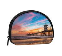 Blue Dusk Gold Sunset Print Portable Mini Storage Bag Shell Shaped Wallet Small Coin Wallet Shell Storage Bag