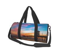 Blue Dusk Gold Sunset Print Travel Duffel Bag, Foldable Gym Bag Overnight Weekend Bags for Women, Large Holdall Bag Cabin Bag for Sports and Travel