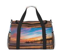 Blue Dusk Gold Sunset Print Womens Sports Bags Travel Bag - Gym Tote Bag with Compartment,Duffel Bags for Men,Ladies Holdall,Carry On Weekend Travel Handbags for Women