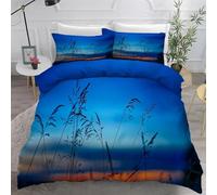 Blue Duvet Cover King Size Landscape Bedding Quilt Cover 3 Pcs, 3D Landscape Print Reversible Bedding Set Ultra Soft Brushed Microfiber Bed Set Bedroom Decor, 2 Pillowcases b2867