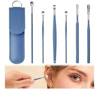 (blue) Ear Wax Removal Kit - Upgraded Ear Cleaning Tool Set,360degree Spiral Design Canal Cleaner Stainless Steel,Portable Ear Cleaner Earwax Removal Tools
